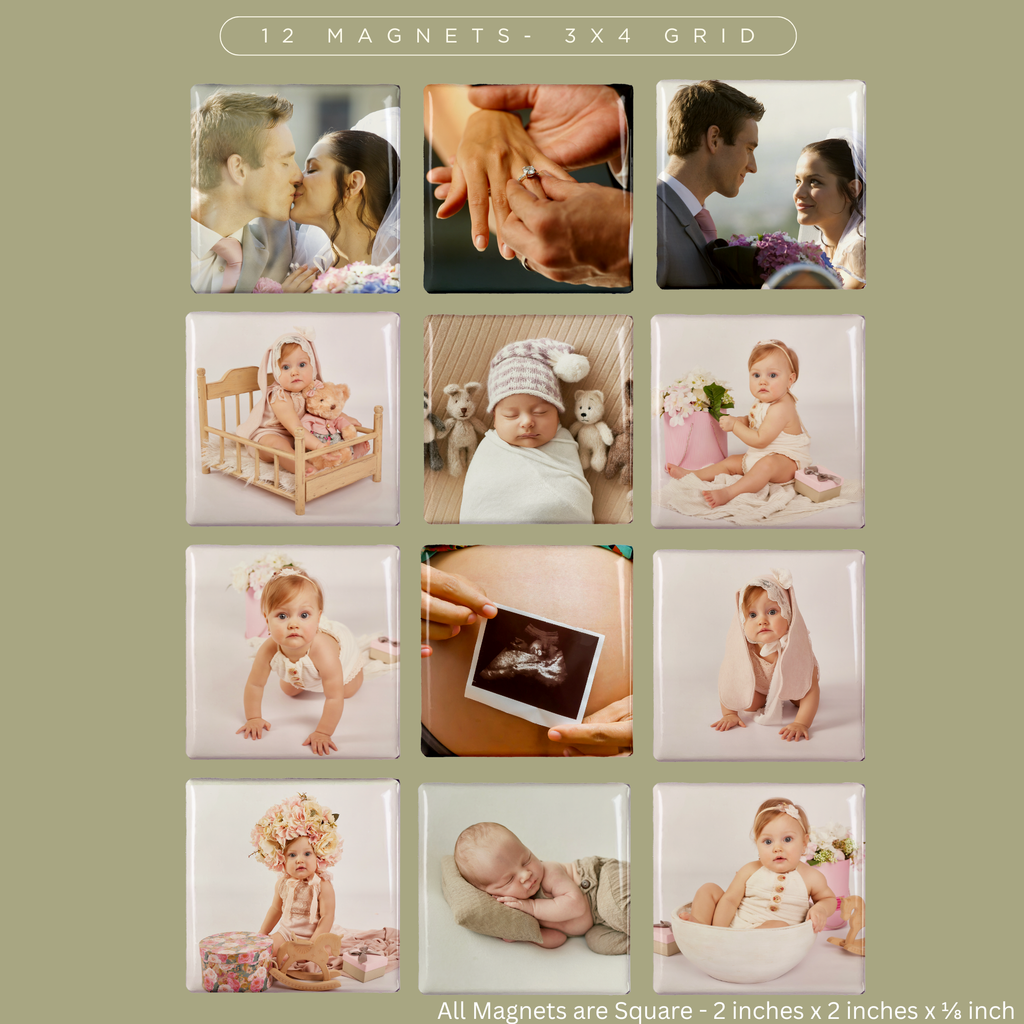 Custom Photo Button Magnets 2X2 Inch Square (Set of 12)