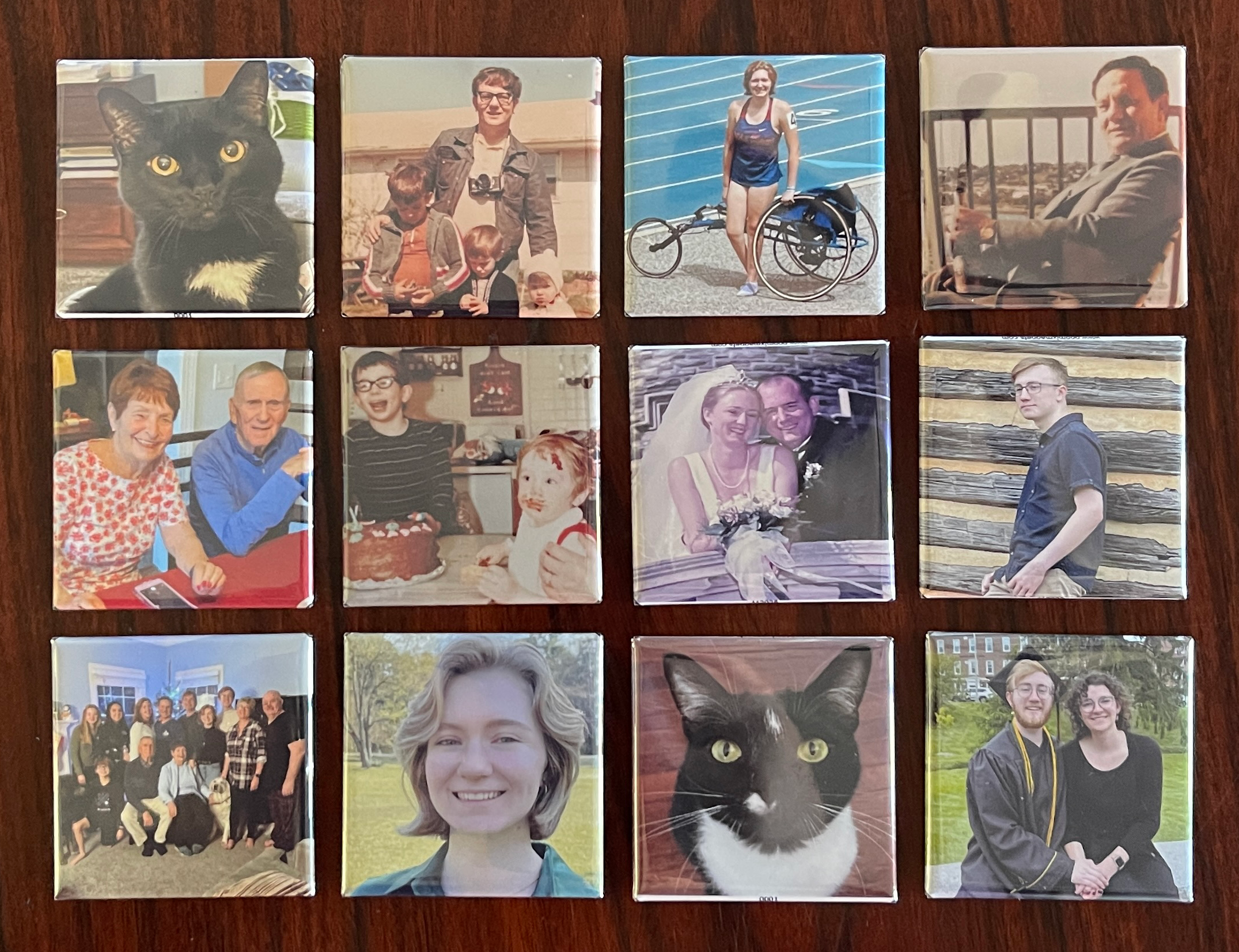 Custom Photo Button Magnets 2X2 Inch Square (Set of 12)