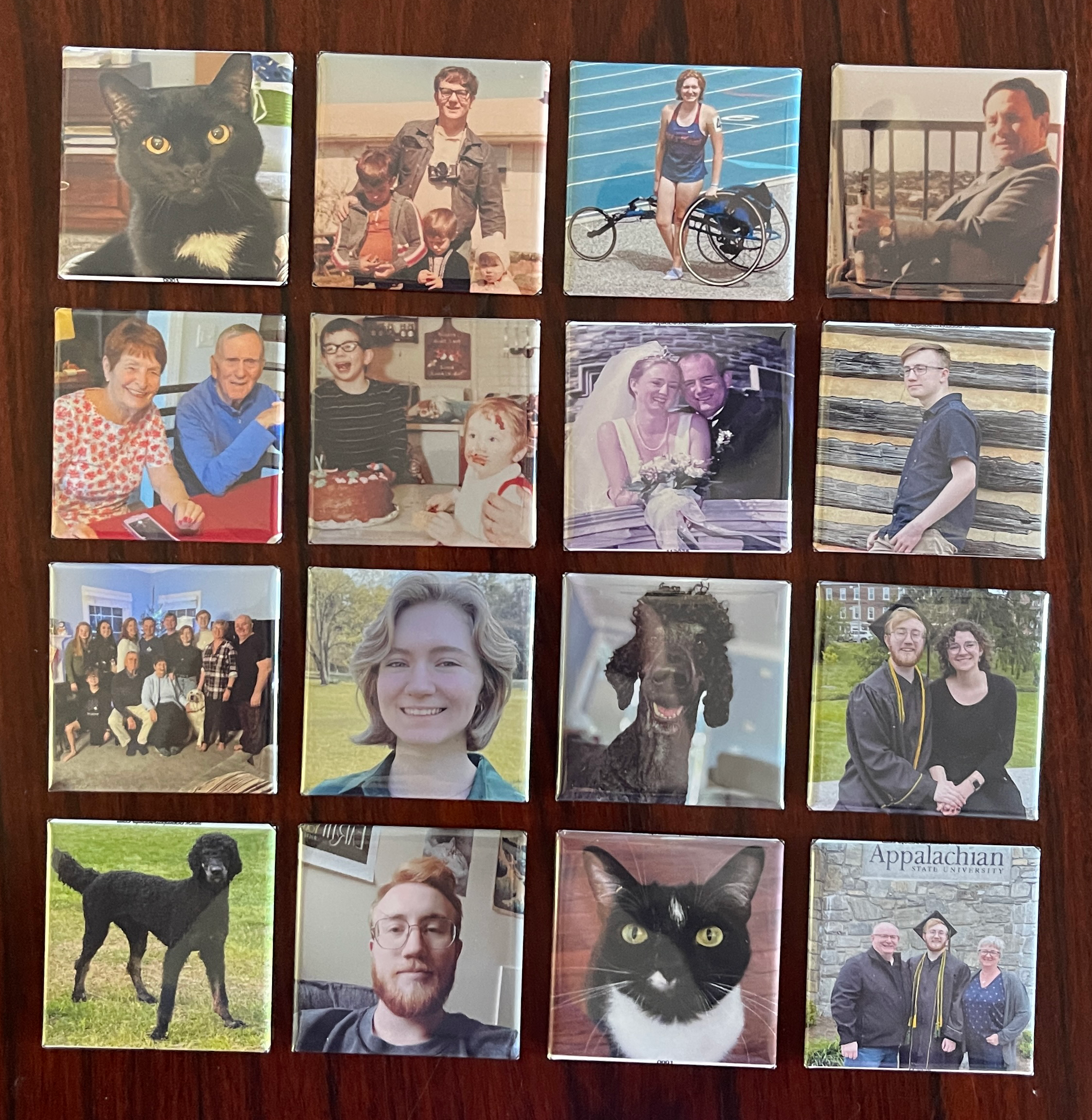 Custom Photo Button Magnets 2X2 Inch Square (Set of 16)