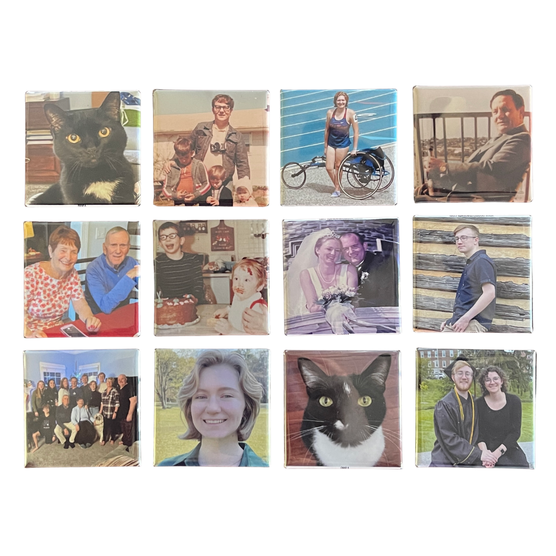 Custom Photo Button Magnets 2X2 Inch Square (Set of 12)