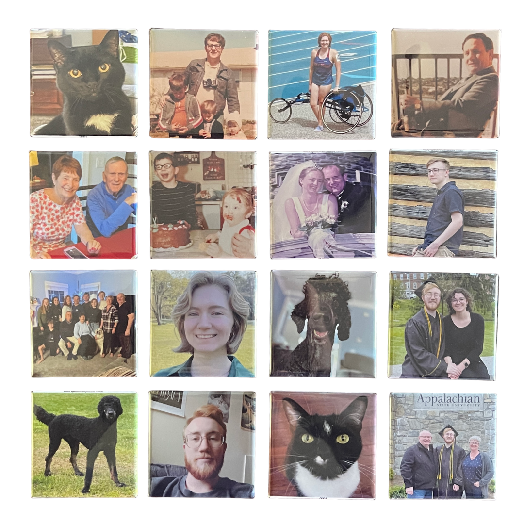 Custom Photo Button Magnets 2X2 Inch Square (Set of 16)