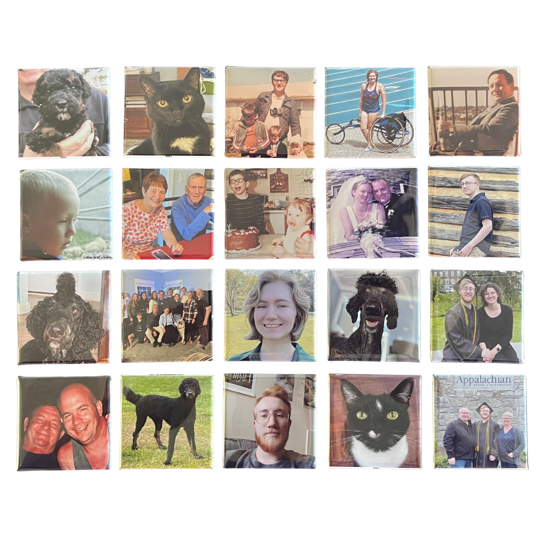 Custom Photo Button Magnets 2X2 Inch Square (Set of  20)