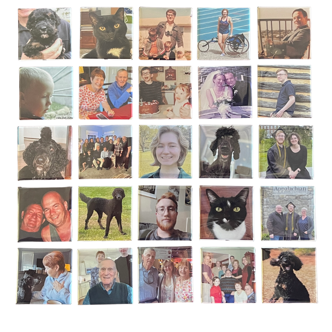 Custom Photo Button Magnets 2X2 Inch Square (Set of 25)