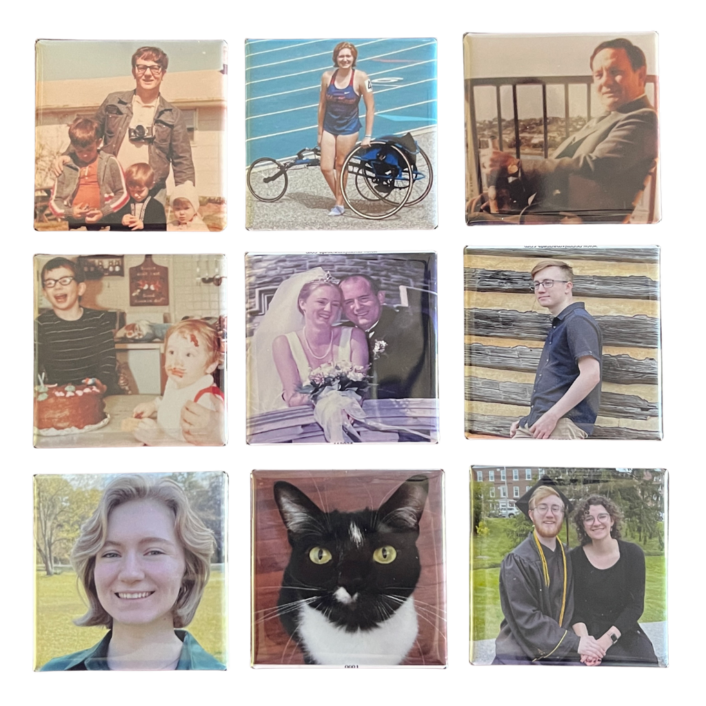Custom Photo Button Magnets 2X2 Inch Square (Set of 9)
