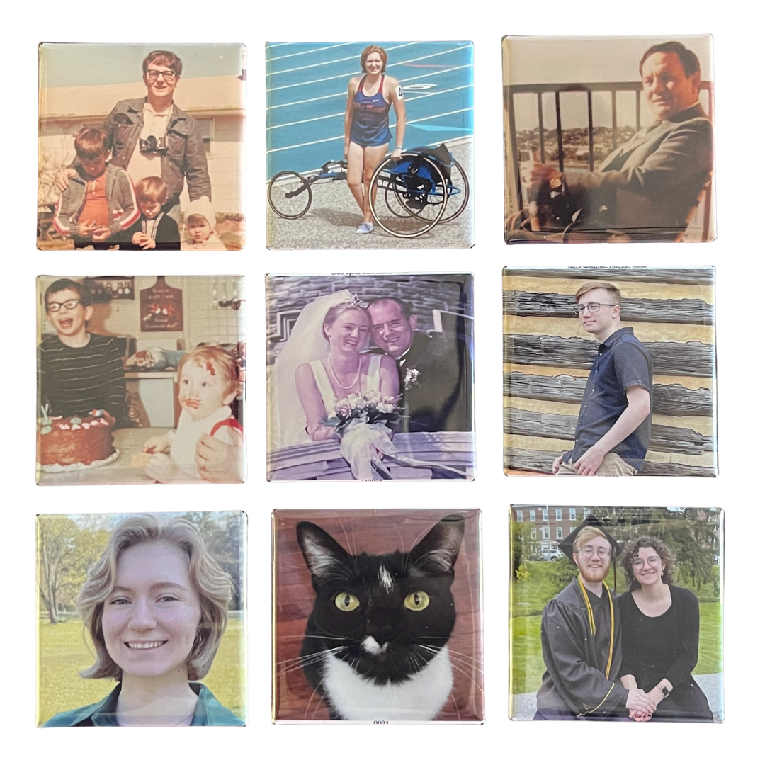 Custom Photo Button Magnets 2X2 Inch Square (Set of 9)