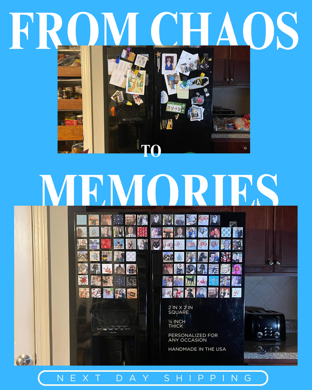 Custom Photo Button Magnets 2X2 Inch Square (Set of 16)